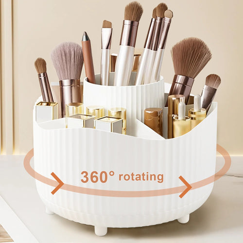 Soporte organizador giratorio  blanco para cosméticos
